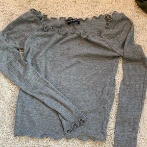off the shoulder grey long sleeve